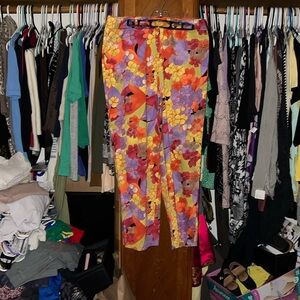 Talbots floral pants with side zipper